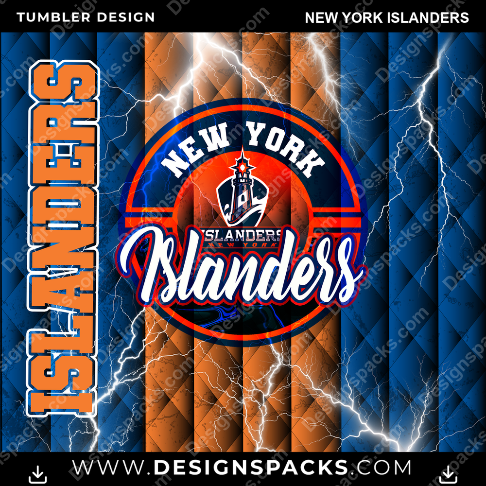 Hockey Diamond New York Islanders Tumbler Digital Wrap Design