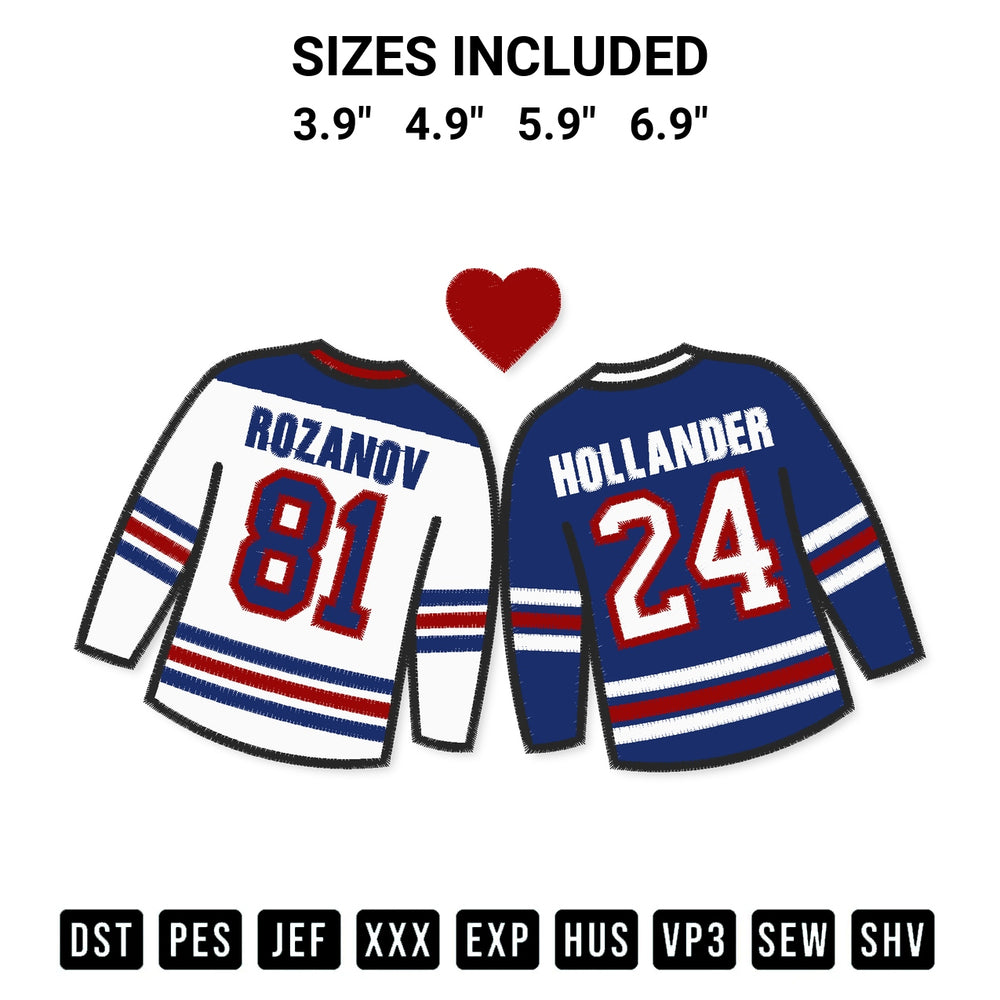 Discover the perfect addition to your crafting collection: Hollander And Rozanov Heated Rivalry Embroidery Design embroidery file. Instantly available at Designspacks.com. Available sizes: 3.9", 4.9", 5.9", 6.9".