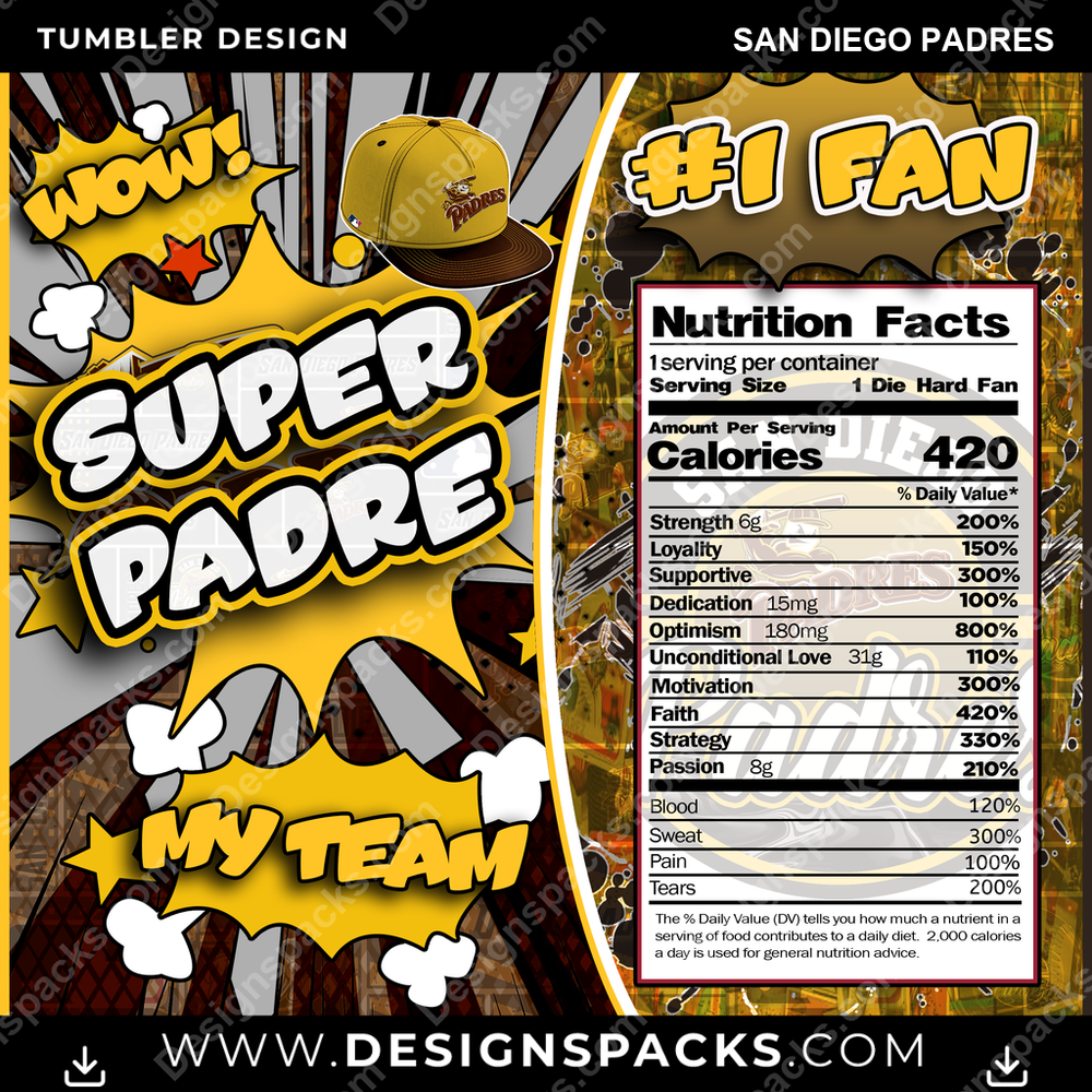 Baseball Super Team San Diego Padres Tumbler Digital Wrap Design