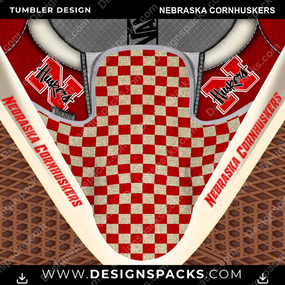 College Sport Vans Classic Nebraska Cornhuskers NCAA College Sport Tumbler Digital Wrap Design Download