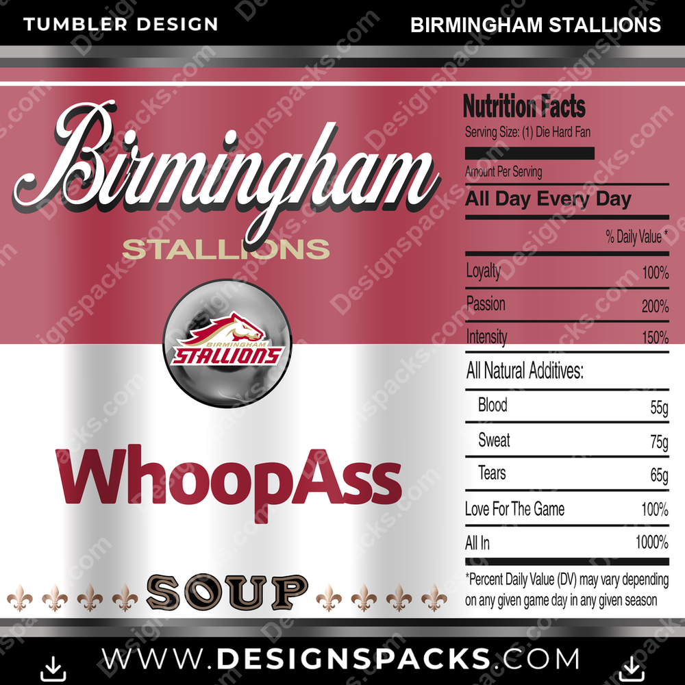 Canada Football Soup Can Birmingham Stallions CFL Canada Tumbler Digital Wrap Design Download