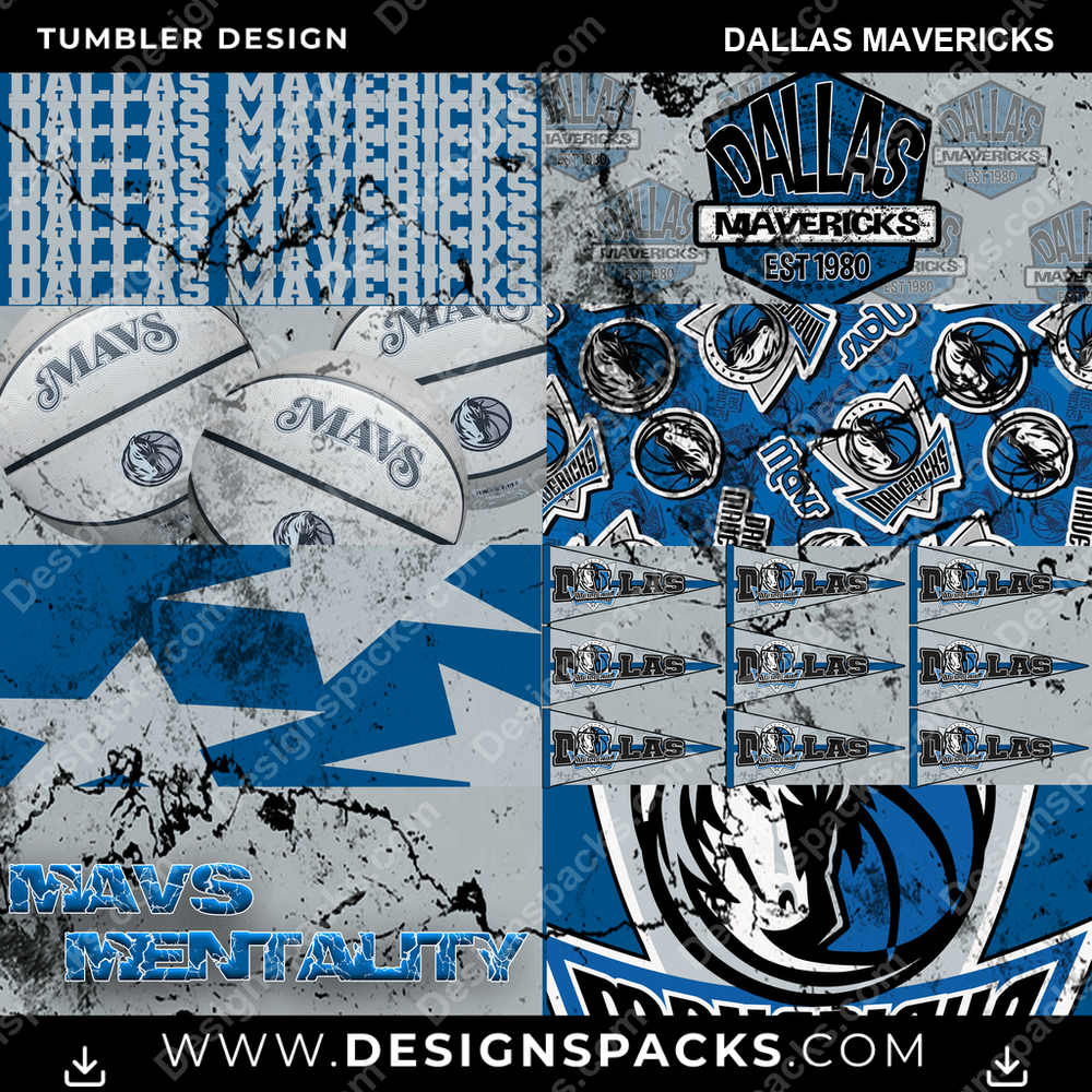 Basketball Distressed BG Dallas Mavericks Tumbler Digital Wrap Design