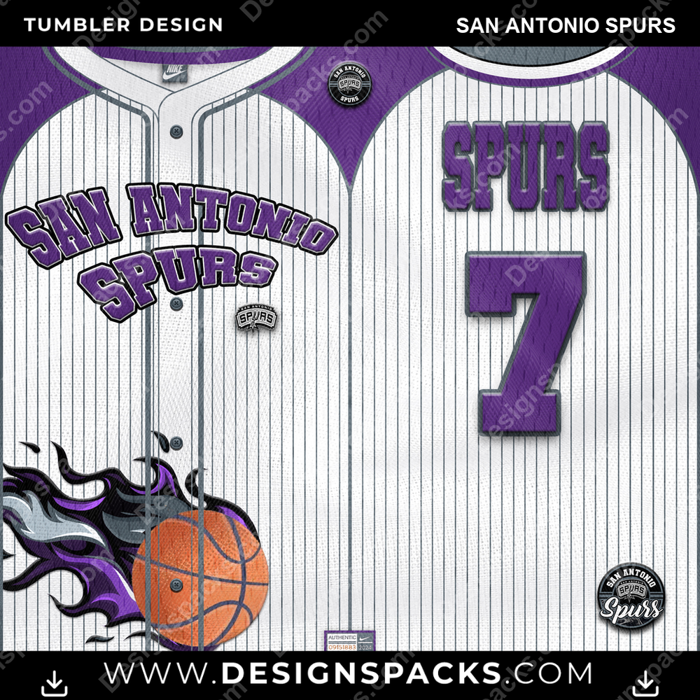 Basketball Team Button-Up Jersey San Antonio Spurs Tumbler Digital Wrap Design