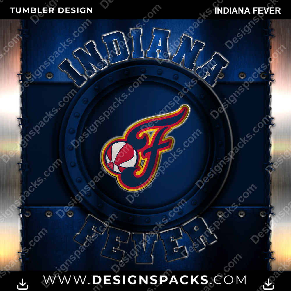 Basketball Metal Indiana Fever NBA Basketball Tumbler Digital Wrap Design Download