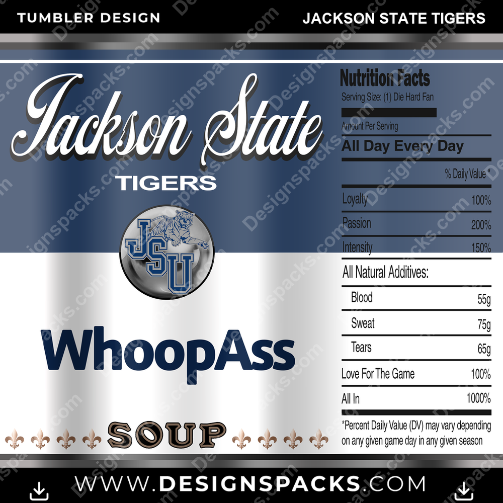 College Sport Soup Can Jackson State Tigers NCAA College Sport Tumbler Digital Wrap Design Download