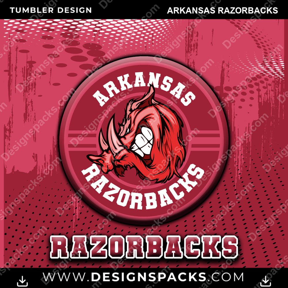 College Sport Dot Logo Arkansas Razorbacks Tumbler Digital Wrap Design
