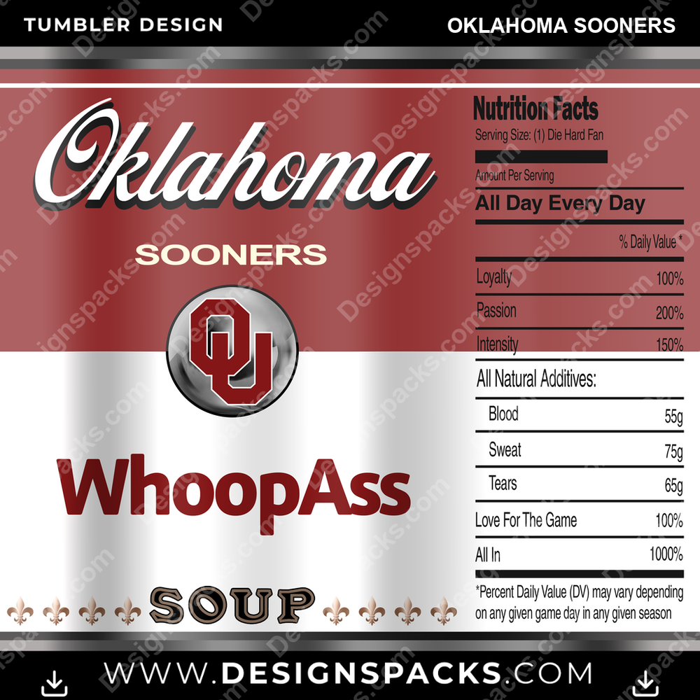 College Sport Soup Can Oklahoma Sooners NCAA College Sport Tumbler Digital Wrap Design Download