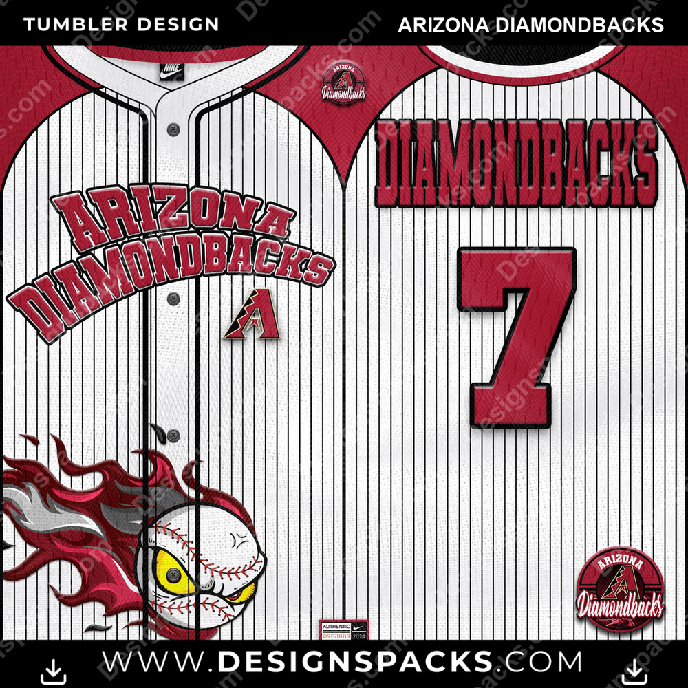 Baseball Team Button-Up Jersey Arizona Diamondbacks Tumbler Digital Wrap Design