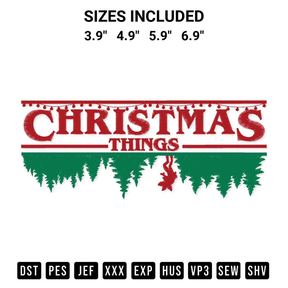 Discover the perfect addition to your crafting collection: Christmas Stranger Things Embroidery Design embroidery file. Instantly available at Designspacks.com. Available sizes: 3.9", 4.9", 5.9", 6.9".