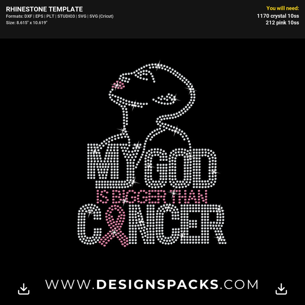 God Is Bigger Than Cancer Rhinestone Digital Template