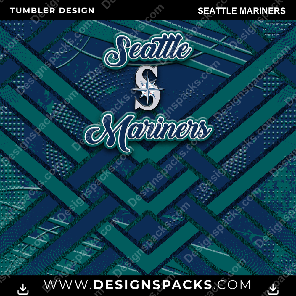 Baseball Glitter Stripe Seattle Mariners Tumbler Digital Wrap Design