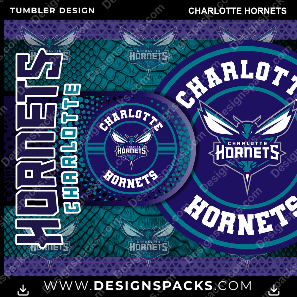 Basketball Hyper Charlotte Hornets Tumbler Digital Wrap Design
