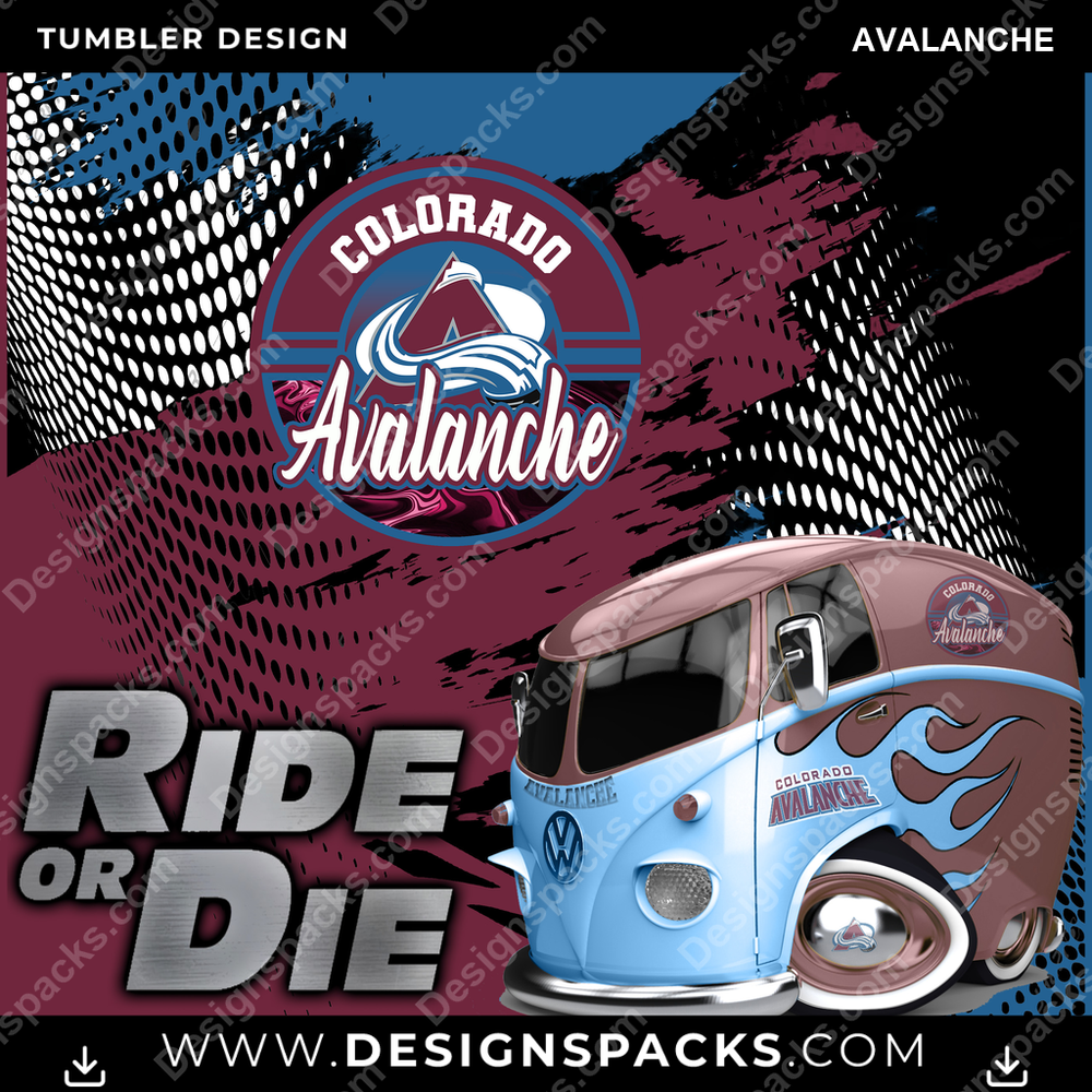 Ice Hockey RIDE or DIE AVALANCHE Tumbler Digital Wrap Design
