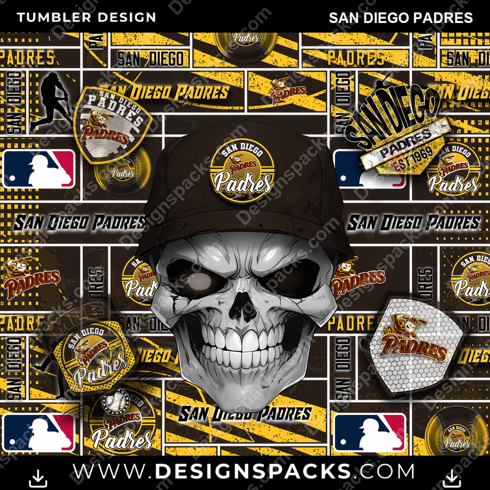 Baseball Skull San Diego Padres Tumbler Digital Wrap Design