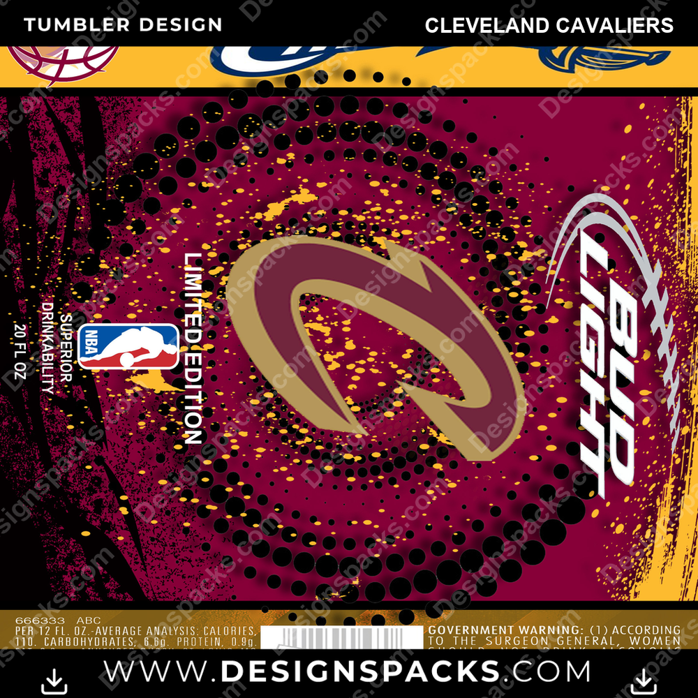 Basketball Bud Cleveland Cavaliers Tumbler Digital Wrap Design