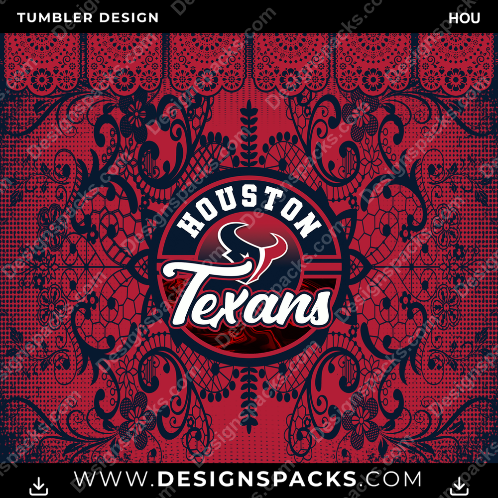 Football Lace & Logo HOU Tumbler Digital Wrap Design
