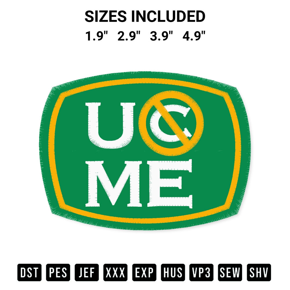 Download the John Cena Ucme Logo Embroidery Design machine embroidery design exclusively at Designspacks.com. Premium digitized pattern for apparel and DIY crafts. Available sizes: 1.9", 2.9", 3.9", 4.9".