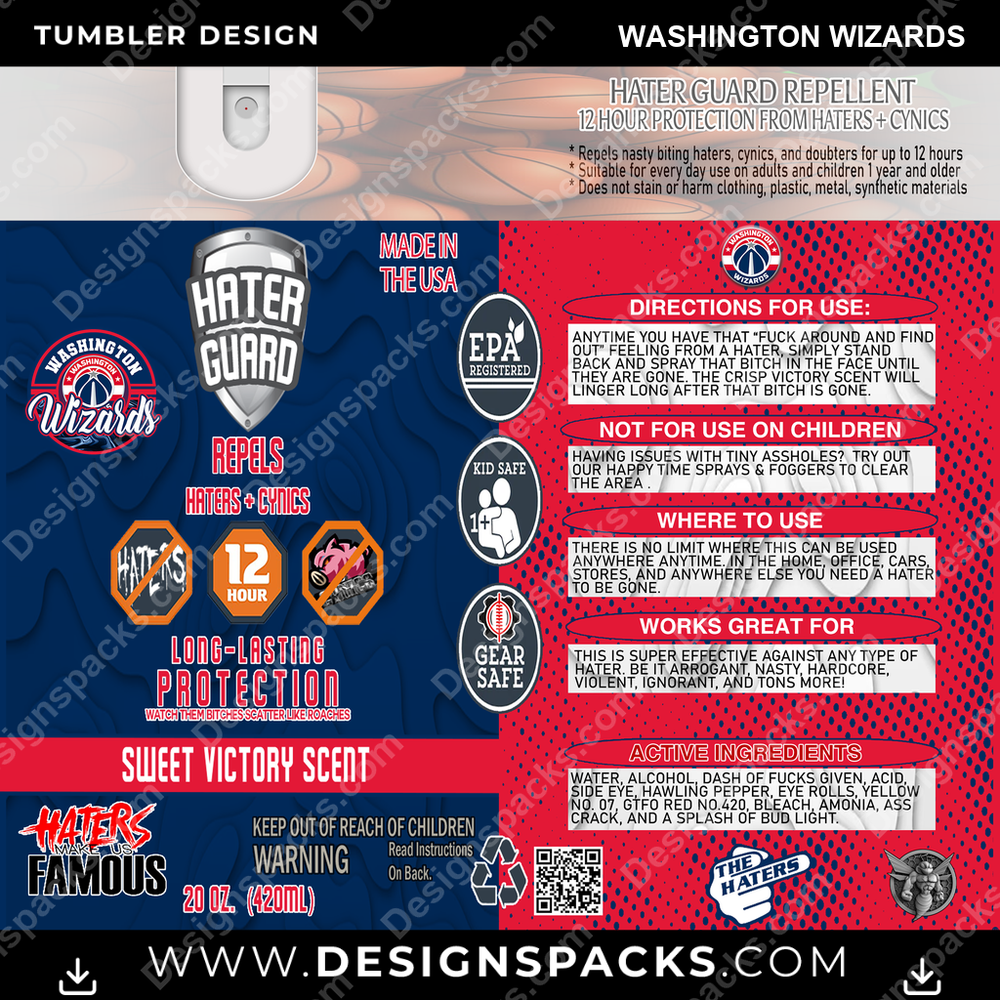 Basketball Hater Guard Washington Wizards Tumbler Digital Wrap Design