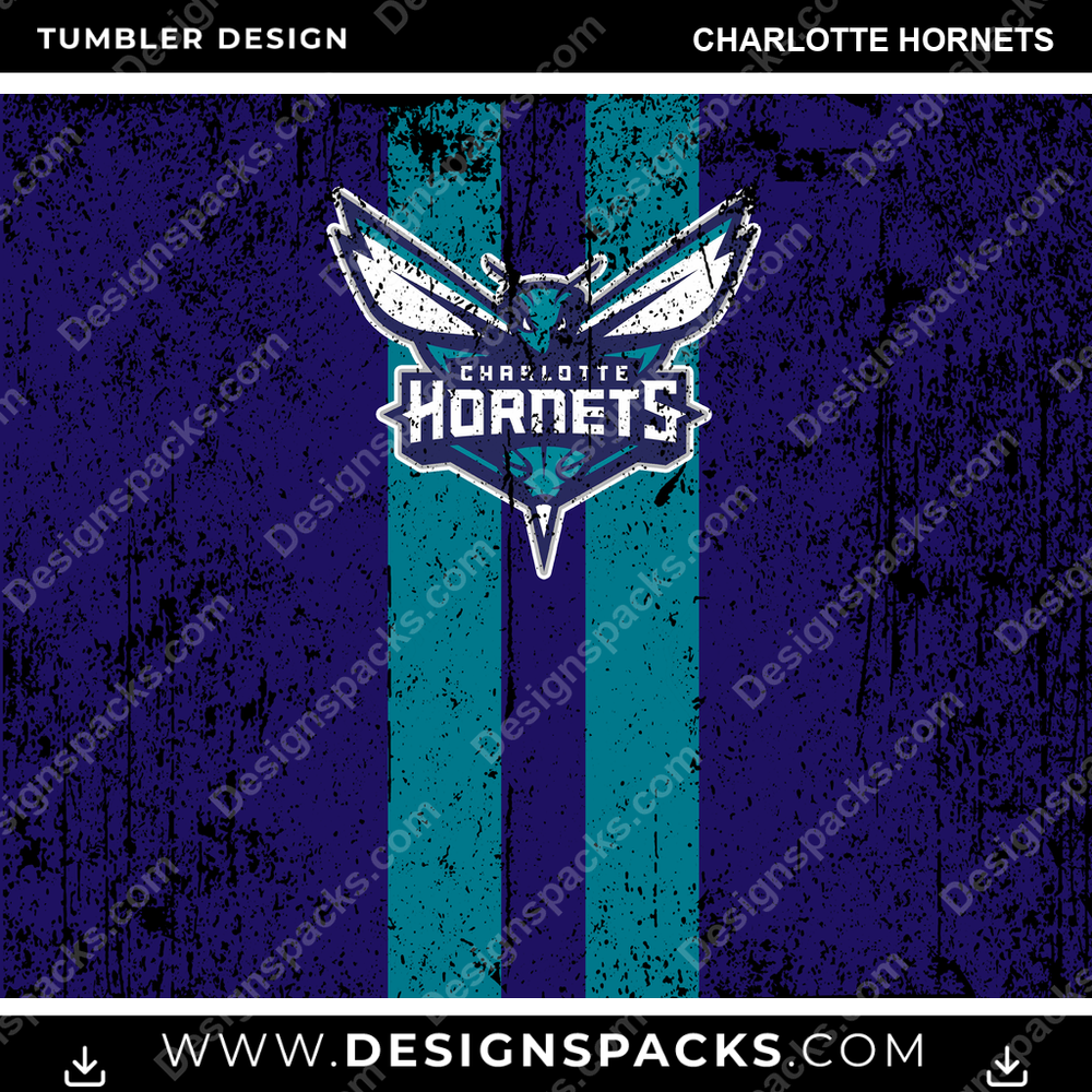 Basketball Grunge Style Charlotte Hornets NBA Basketball Tumbler Digital Wrap Design Download