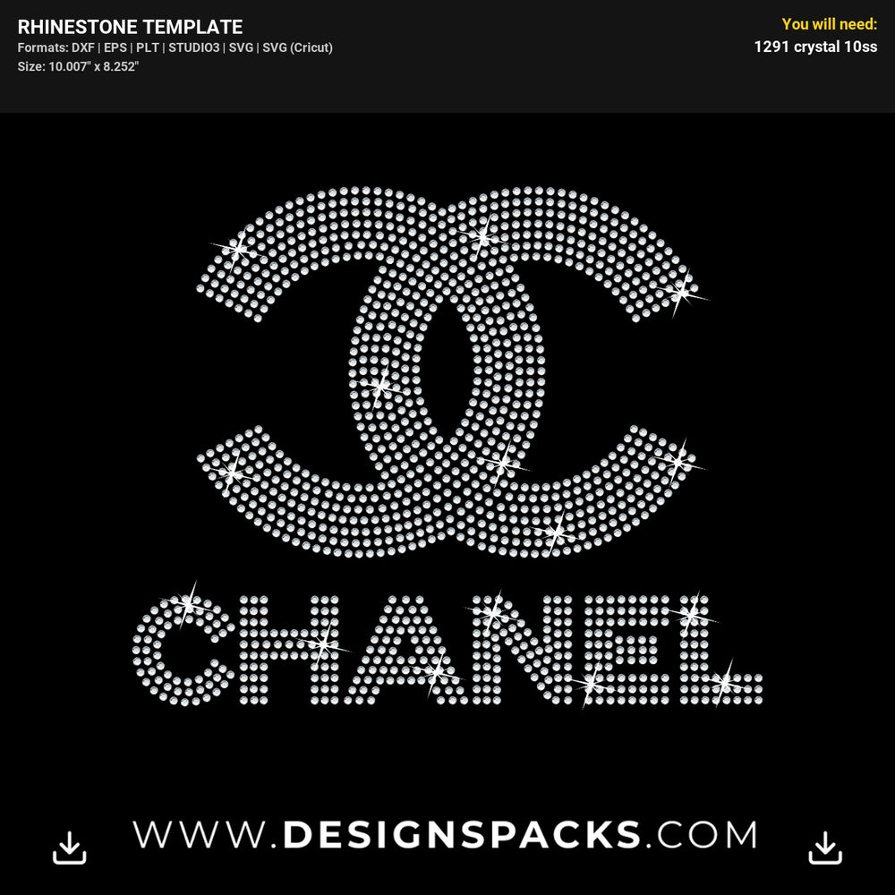 Chanel Wide 10Inches Rhinestone Digital Template