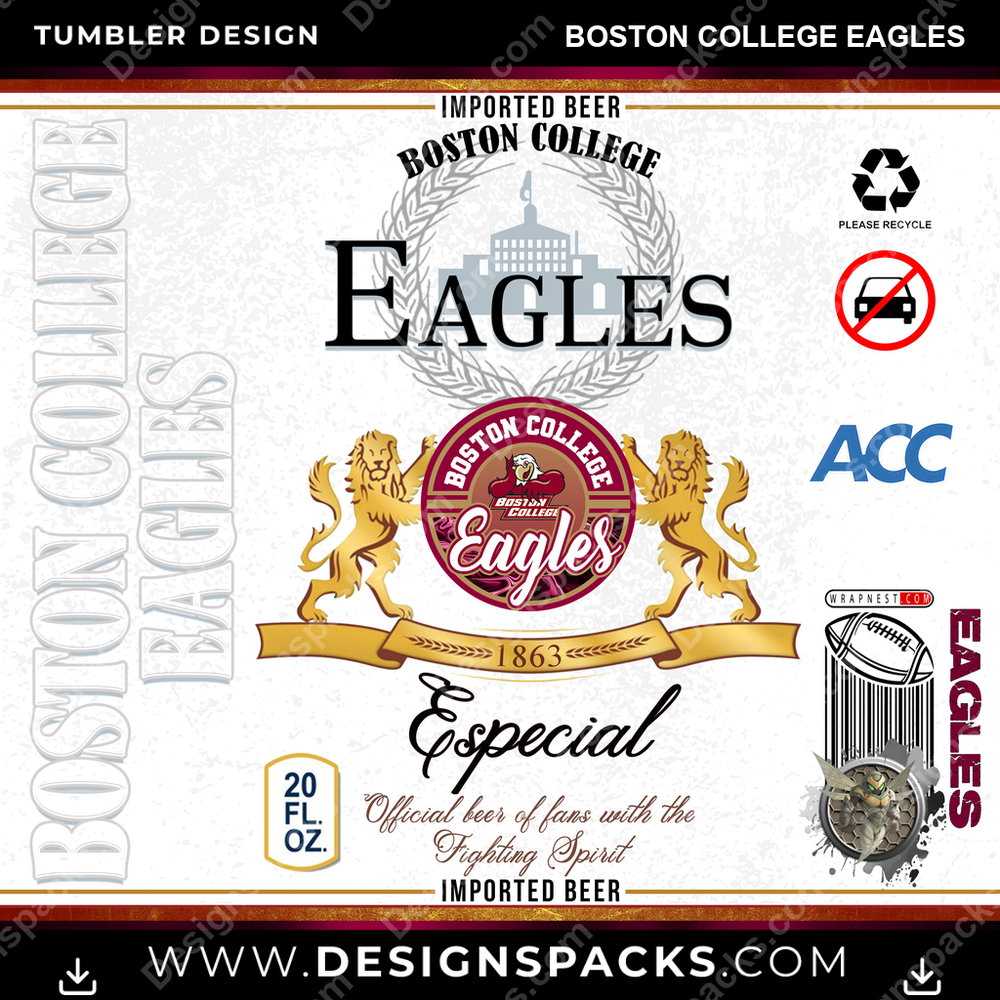 College Sport Modelo Boston College Eagles Tumbler Digital Wrap Design