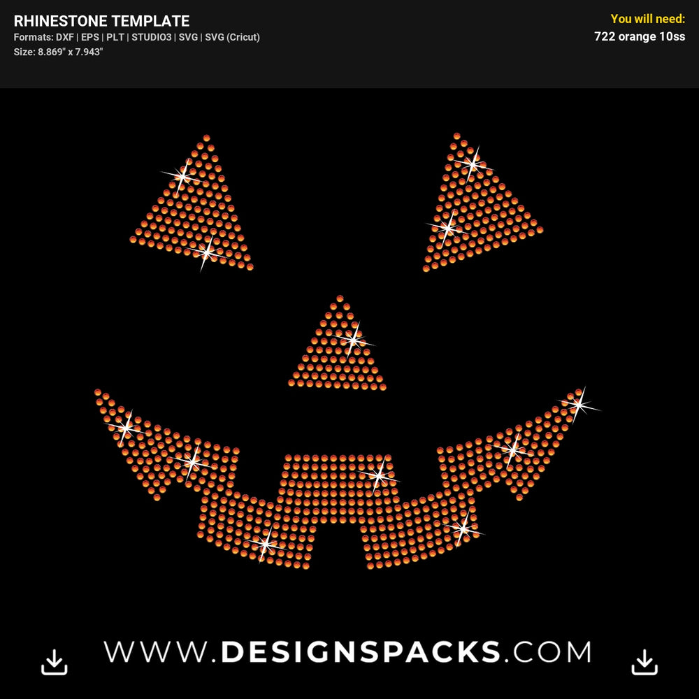 Pumpkin Face Rhinestone Digital Template