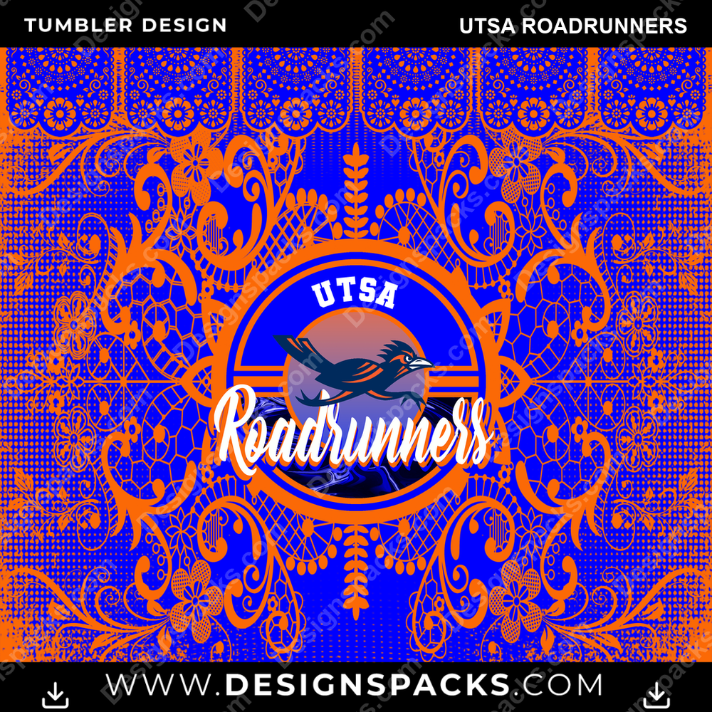 College Sport Lace & Logo UTSA Roadrunners NCAA College Sport Tumbler Digital Wrap Design Download