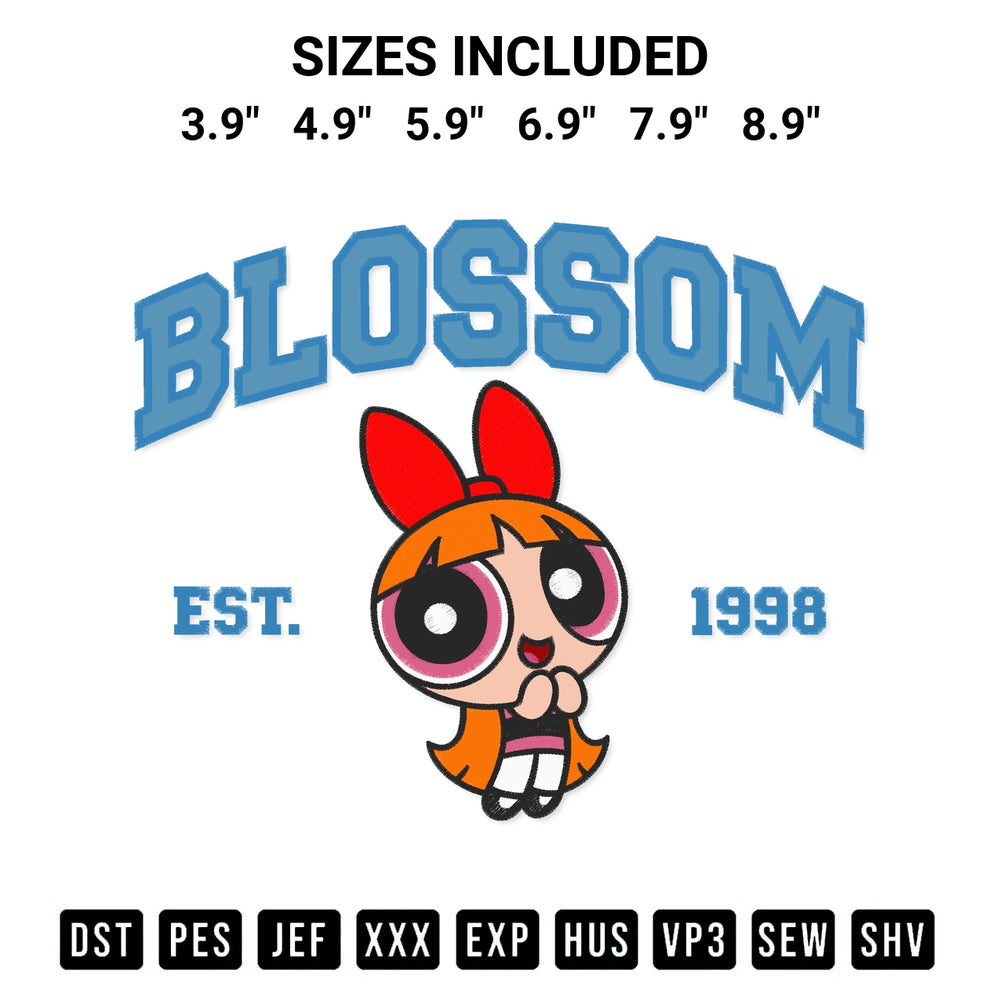 Download the Blossom Est 1998 Embroidery Design machine embroidery design exclusively at Designspacks.com. Premium digitized pattern for apparel and DIY crafts. Available sizes: 3.9", 4.9", 5.9", 6.9", 7.9", 8.9".