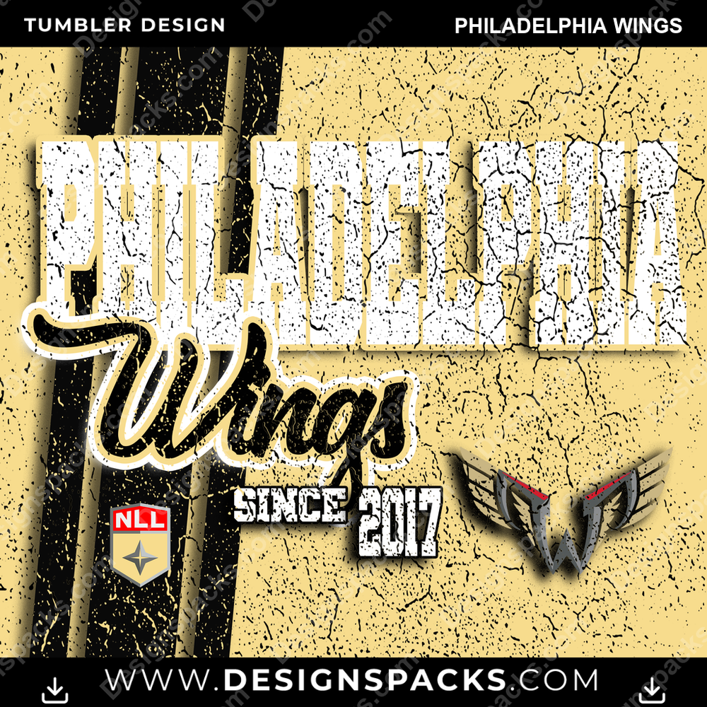 Lacrosse Grunge Philadelphia Wings Tumbler Digital Wrap Design