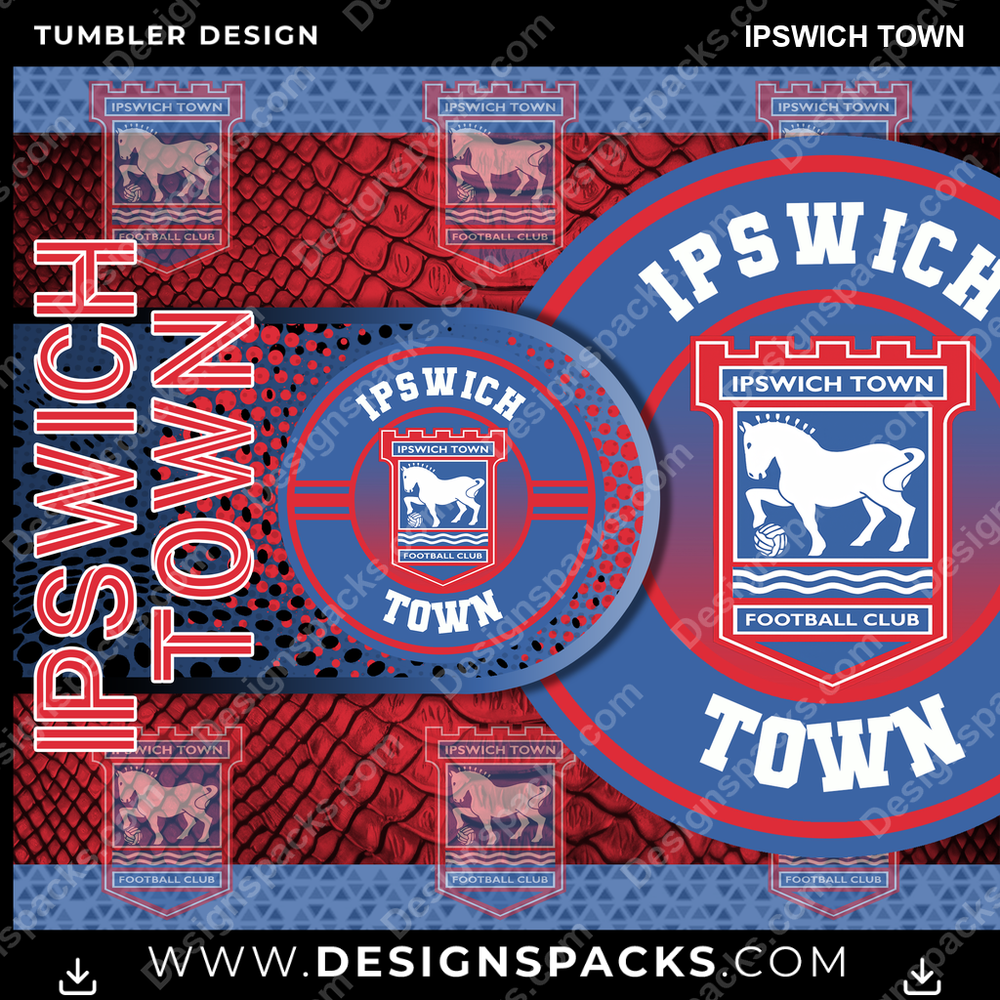 Soccer UK Hyper Ipswich Town Tumbler Digital Wrap Design