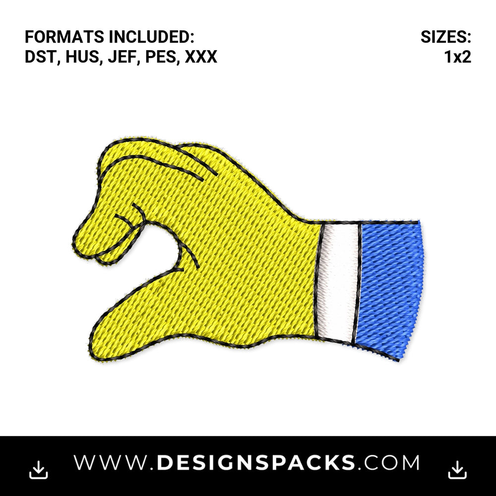 Yellow Cartoon Half Heart Hand Embroidery Design - Instant digital download pattern at Designspacks.com