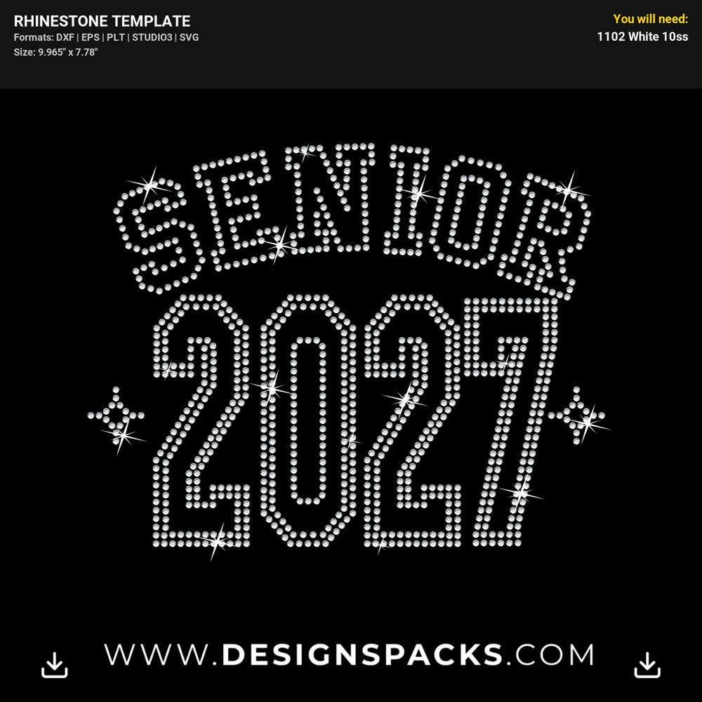 Senior 2027 Outline Rhinestone Digital Template