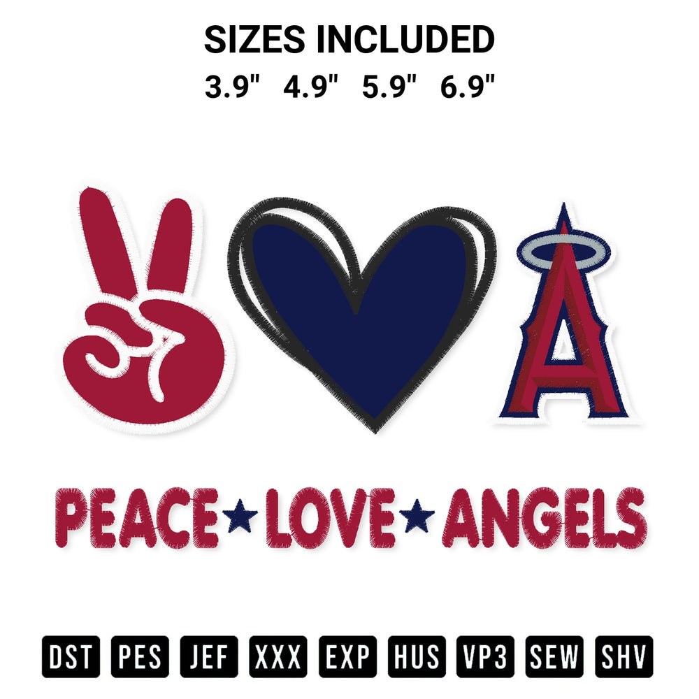 Looking for the perfect pattern? Download the Peace Love Los Angeles Angels Embroidery Design embroidery design today at Designspacks.com. Crisp, clean stitching guaranteed. Available sizes: 3.9", 4.9", 5.9", 6.9".