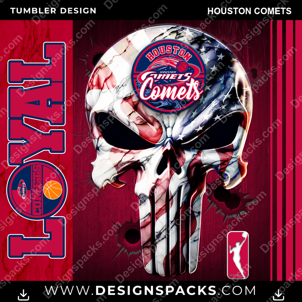 Basketball Loyal Houston Comets Tumbler Digital Wrap Design