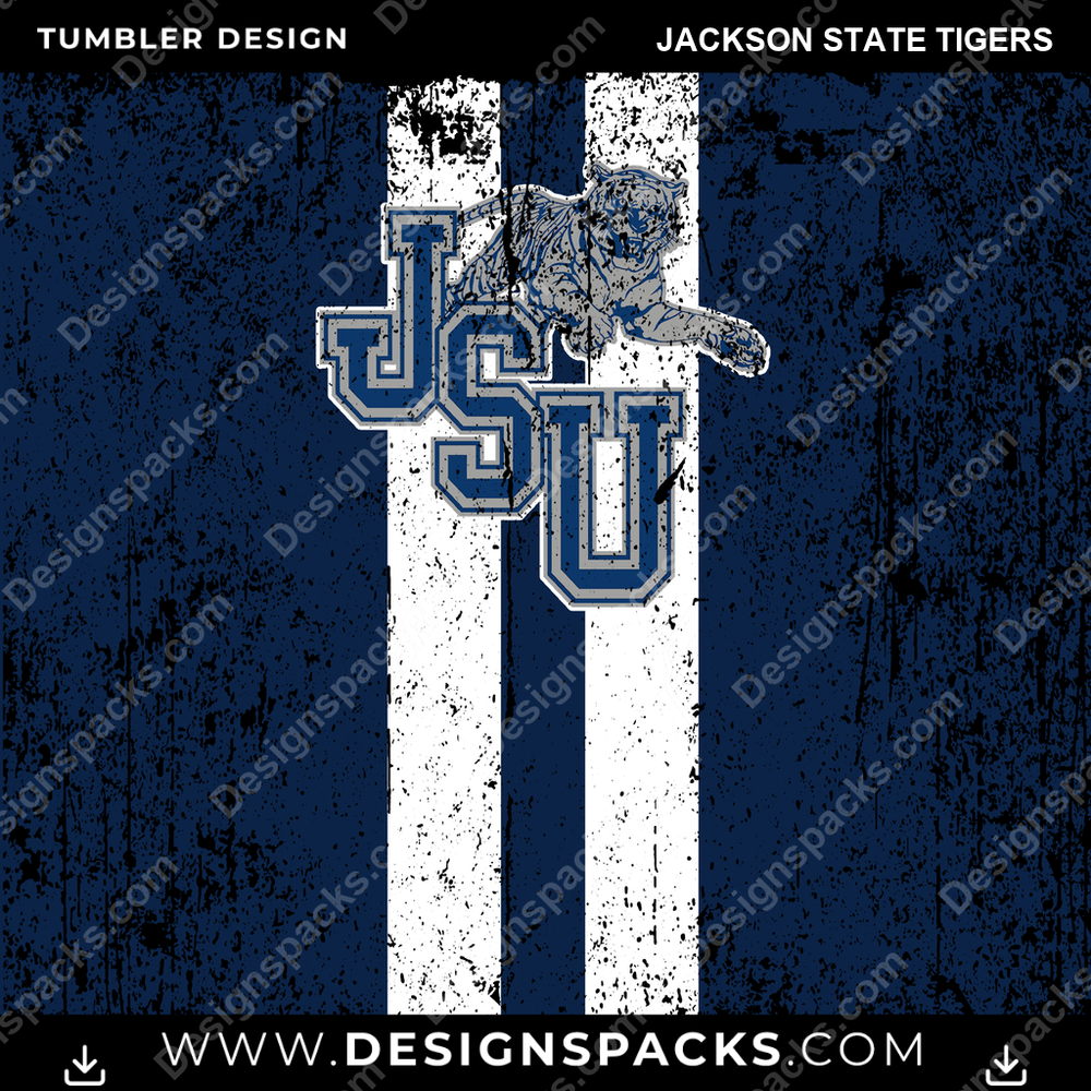 College Sport Grunge Style Jackson State Tigers NCAA College Sport Tumbler Digital Wrap Design Download
