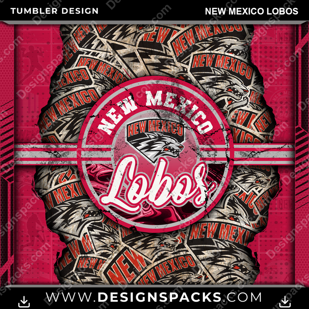 College Sport Ripped New Mexico Lobos NCAA College Sport Tumbler Digital Wrap Design Download