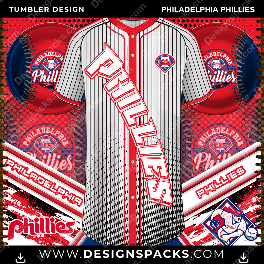 Baseball Jersey Team Philadelphia Phillies Tumbler Digital Wrap Design