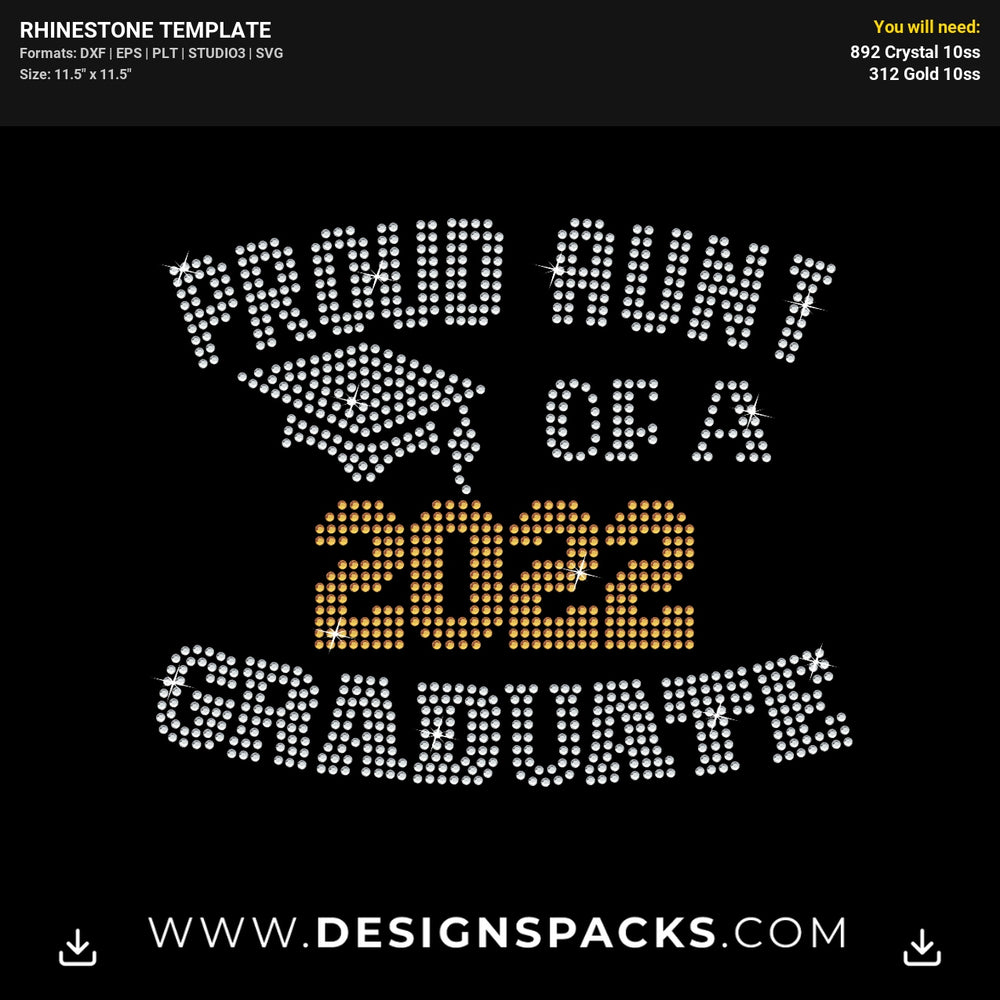 Proud Aunt Graduate Rhinestone Digital Template