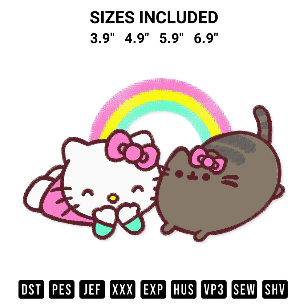Transform your fabrics with the Hello Kitty And Pusheen Cute Embroidery Design embroidery design. Instant access to premium digitized patterns at Designspacks.com. Available sizes: 3.9", 4.9", 5.9", 6.9".