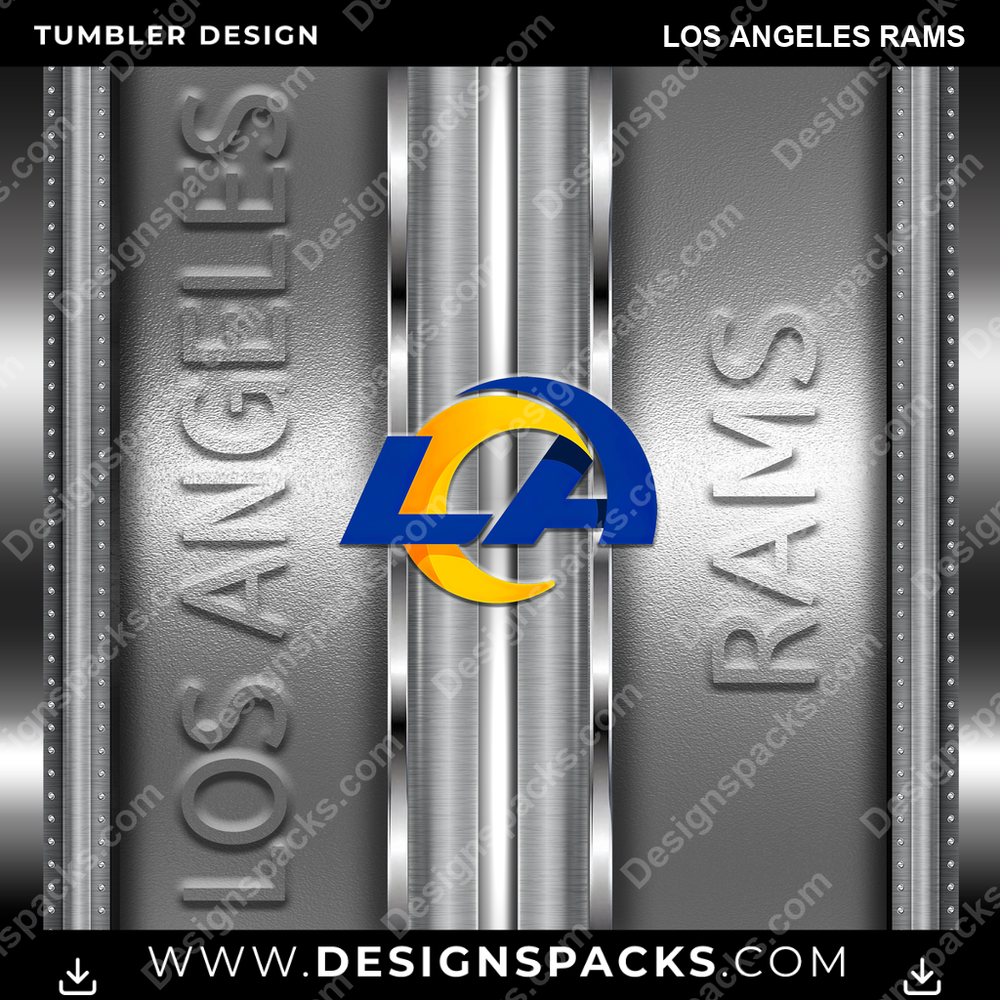 Football Metallic Los Angeles Rams NFL Football Tumbler Digital Wrap Design Download