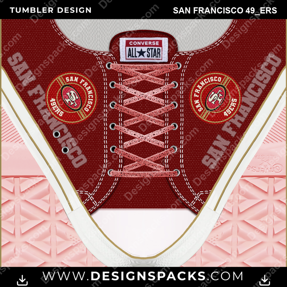Football Converse San Francisco 49ers NFL Football Tumbler Digital Wrap Design Download