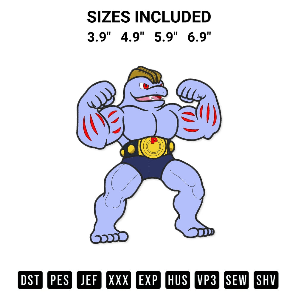 Shop the Machoke Pokemon Embroidery Design machine embroidery pattern at Designspacks.com. Beautifully digitized for flawless stitching on any fabric. Available sizes: 3.9", 4.9", 5.9", 6.9".