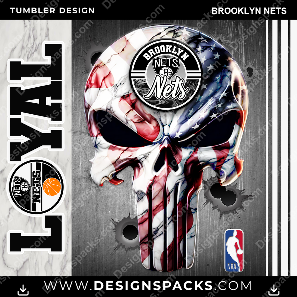 Basketball Loyal Brooklyn Nets Tumbler Digital Wrap Design
