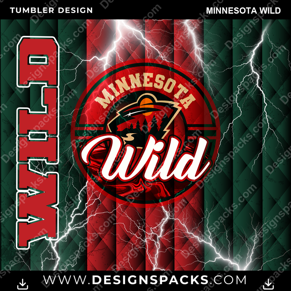 Hockey Diamond Minnesota Wild Tumbler Digital Wrap Design