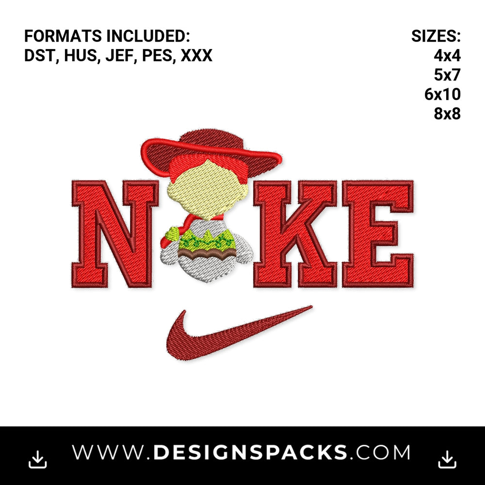 Toy Story Jessie Cowgirl Swoosh Embroidery Design - Instant digital download pattern at Designspacks.com