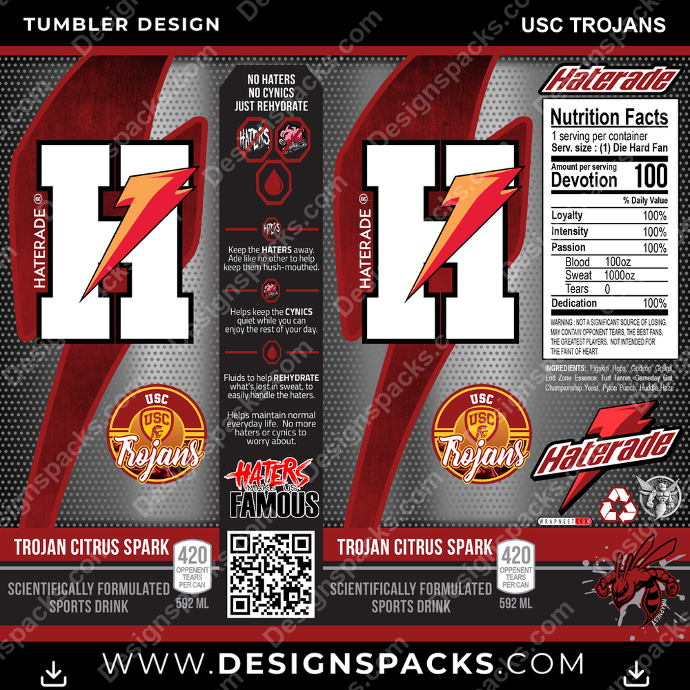 College Sport Haterade USC Trojans NCAA College Sport Tumbler Digital Wrap Design Download