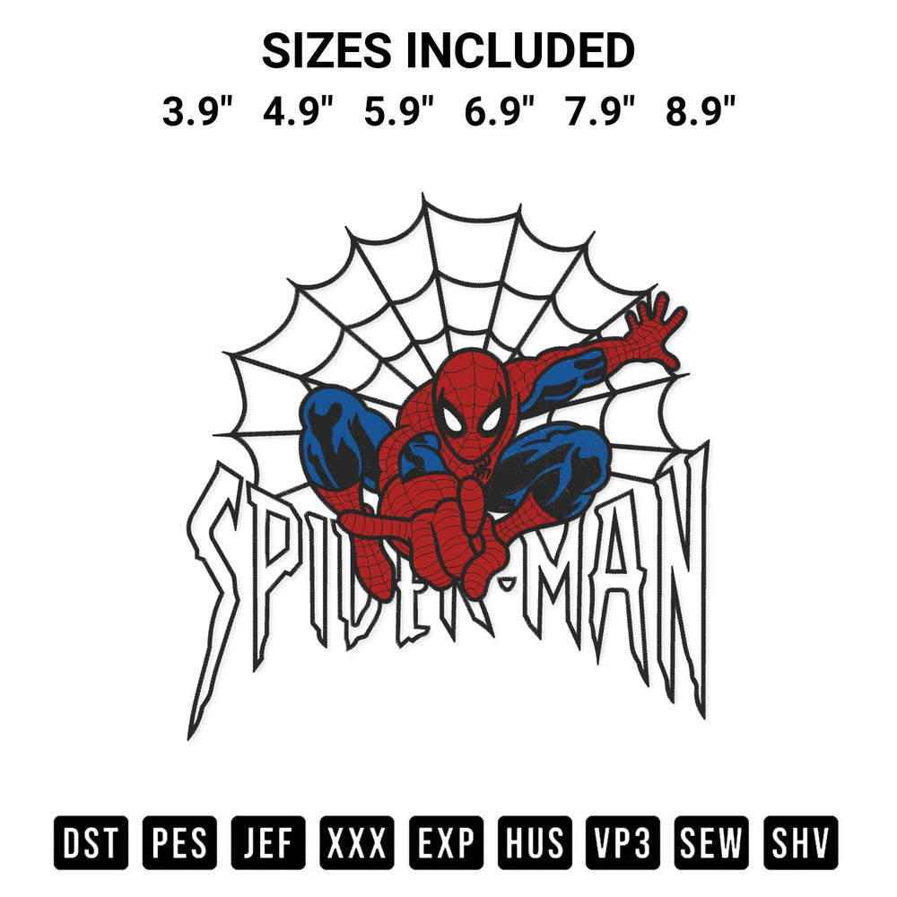 Looking for the perfect pattern? Download the Spider Man Embroidery Design embroidery design today at Designspacks.com. Crisp, clean stitching guaranteed. Available sizes: 3.9", 4.9", 5.9", 6.9", 7.9", 8.9".
