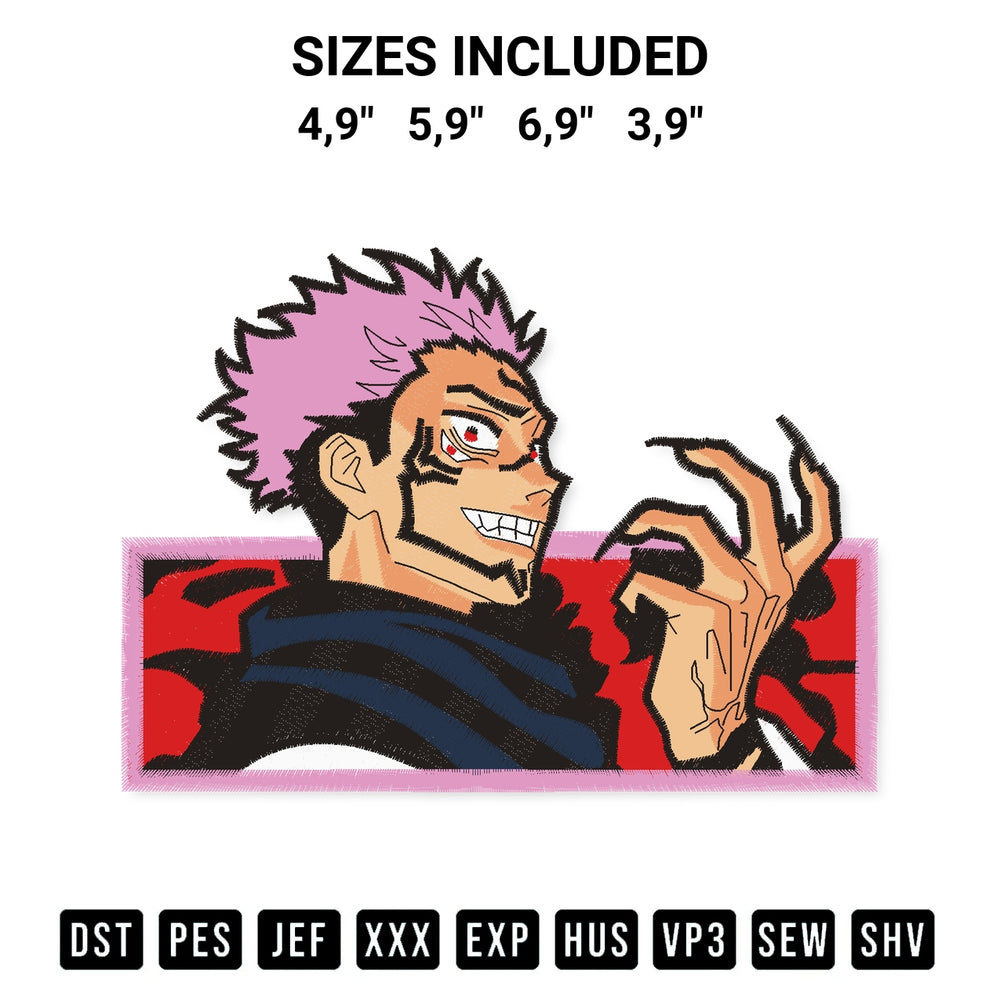 Elevate your next project with our Ryomen Sukana Jujutsu Kaisen Anime Logo Embroidery Design embroidery file. Shop high-quality digital patterns instantly at Designspacks.com. Available sizes: 4,9", 5,9", 6,9", 3,9".