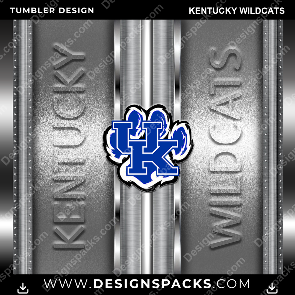 College Sport Metallic Kentucky Wildcats NCAA College Sport Tumbler Digital Wrap Design Download