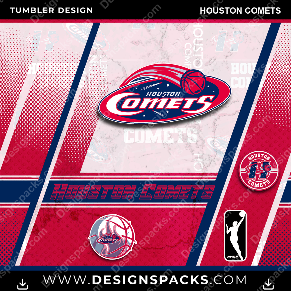Basketball Sports Houston Comets Tumbler Digital Wrap Design